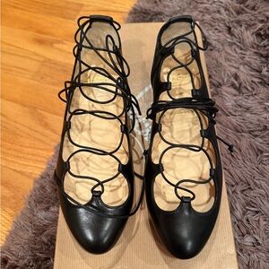 Christian Louboutin Black Lace-Up Flats
